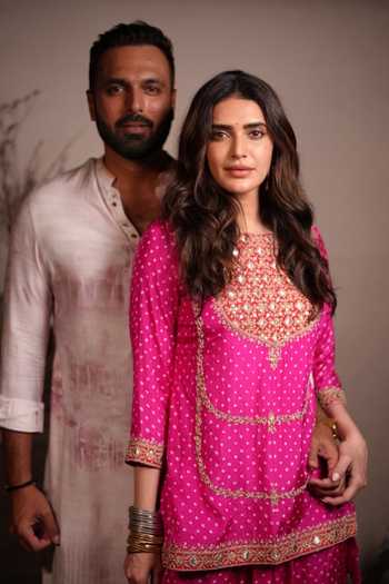 Buy_Pink City by Sarika_Pink Silk Gota Patti, Embroidery Round Neck Rani Bandhani Matka Kurta Pant Set _Online_at_Aza_Fashions