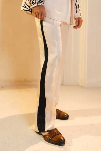 Buy_Jatin Malik_White Silk, Linen Digambara Plain Kurta Set _Online_at_Aza_Fashions
