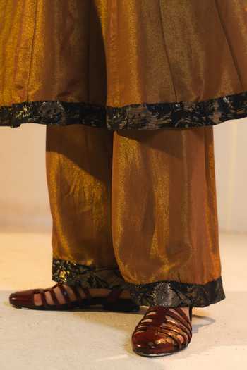 Buy_Jatin Malik_Gold Tissue Pital Jacquard Kurta Set _Online_at_Aza_Fashions