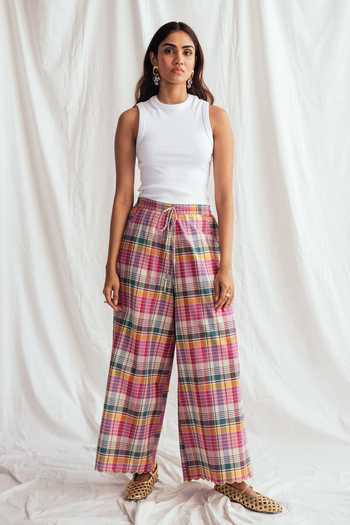 Buy_Jodi_Multi Color Chanderi Beads Sherbet Trousers _at_Aza_Fashions