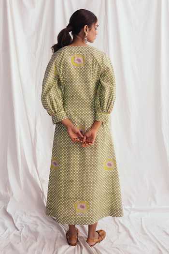 Shop_Jodi_Multi Color Cotton Embroidery Round Neck Panna Printed Dress _at_Aza_Fashions