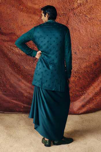 Shop_Amaare_Green Silk Satin Sequins, Beads, Gota Patti Ananta Embroidered Kurta Set _at_Aza_Fashions