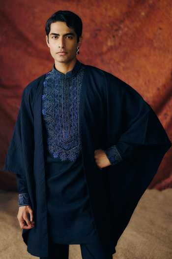 Shop_Amaare_Blue Chanderi Sequins, Beads, Gota Patti Nirvaya Embroidered Kurta Set _Online_at_Aza_Fashions