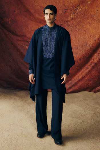 Buy_Amaare_Blue Chanderi Sequins, Beads, Gota Patti Nirvaya Embroidered Kurta Set _at_Aza_Fashions