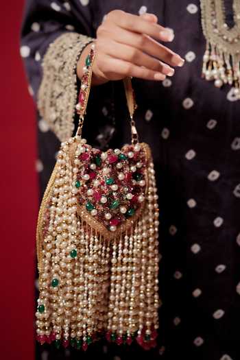 Bijoux By Priya Chandna_Multi Color Embroidery, Beads, Pearls, Crystals, Rangrez Embellished Potli _Online_at_Aza_Fashions
