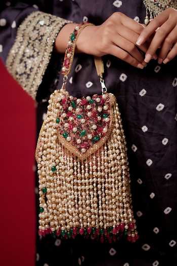 Buy_Bijoux By Priya Chandna_Multi Color Embroidery, Beads, Pearls, Crystals, Rangrez Embellished Potli _at_Aza_Fashions