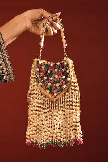 Shop_Bijoux By Priya Chandna_Multi Color Embroidery, Beads, Pearls, Crystals, Rangrez Embellished Potli _at_Aza_Fashions