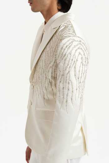 Buy_House Of Koa_White , Cotton Embroidery River Blazer Set _Online_at_Aza_Fashions