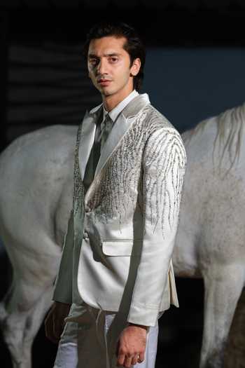 Shop_House Of Koa_White , Cotton Embroidery River Blazer Set 