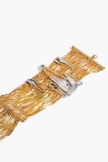 Shop_Outhouse_Gold Plated Fringe, Chains Koko Sigil Bracelet _Online_at_Aza_Fashions