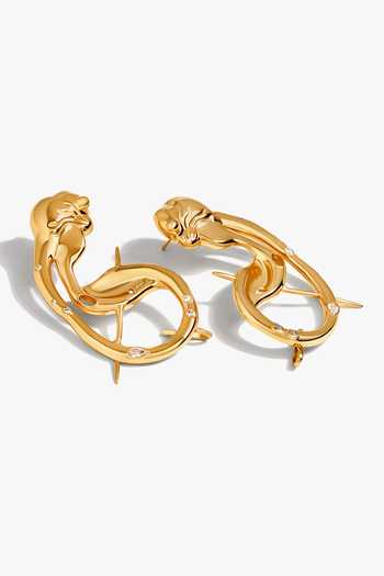 Shop_Outhouse_Gold Plated Stones The Koko Sculptural Ear Cuffs _at_Aza_Fashions