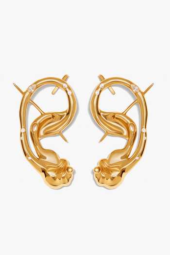Buy_Outhouse_Gold Plated Stones The Koko Sculptural Ear Cuffs _at_Aza_Fashions