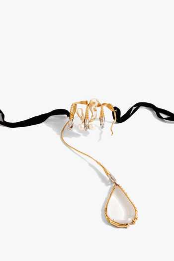 Buy_Outhouse_Gold Plated Pearls, Chains Koko Alchemy Embellished Choker _at_Aza_Fashions