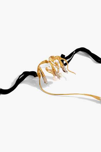 Outhouse_Gold Plated Pearls, Chains Koko Alchemy Embellished Choker _Online_at_Aza_Fashions