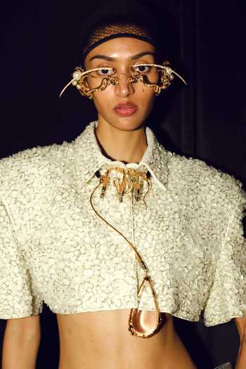 Shop_Outhouse_Gold Plated Pearls, Chains Koko Alchemy Embellished Choker _at_Aza_Fashions