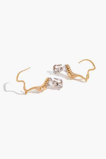Shop_Outhouse_Gold Plated Stones, Crystals Seris Coil Brass Ear Cuffs _at_Aza_Fashions