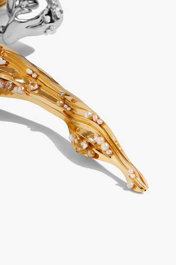 Shop_Outhouse_Gold Plated Pearls, Stones The Koko Sculpted Necklace _Online_at_Aza_Fashions
