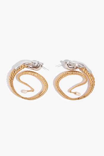 Buy_Outhouse_Gold Plated Seris Snake Shaped Hoops _at_Aza_Fashions