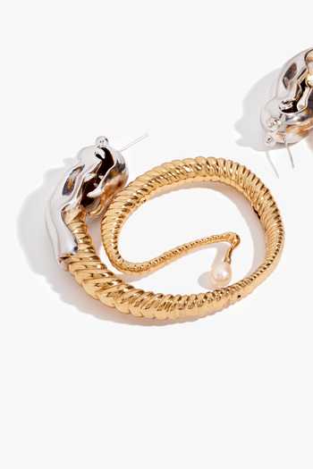 Shop_Outhouse_Gold Plated Seris Snake Shaped Hoops _at_Aza_Fashions