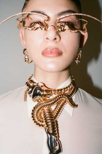 Shop_Outhouse_Gold Plated Pearls, Crystals Seanymph Spiral Sculpted Necklace _Online_at_Aza_Fashions