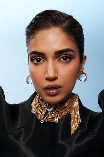 Buy_Outhouse_Gold Plated Crystals, Pearls Seanymph Celestial Brass Earrings _at_Aza_Fashions