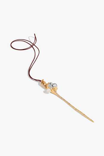 Shop_Outhouse_Gold Plated Pearls, Crystals, Diamonds Seanymph Crestfall Cord Pendant Necklace _at_Aza_Fashions