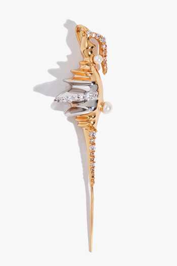 Buy_Outhouse_Gold Plated Pearls, Stones, Crystals The Seanymph Sculptural Ear Cuffs _at_Aza_Fashions