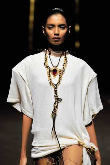 Buy_Outhouse_Gold Plated Crystals, Chains Koko Bug Rope Necklace _at_Aza_Fashions