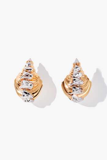 Buy_Outhouse_Gold Plated Koko Conch Shell Shaped Stud Earrings _at_Aza_Fashions