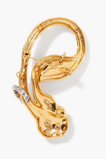 Outhouse_Gold Plated Pearls, Crystals Koko Sculptural Shaped Brooch _Online_at_Aza_Fashions