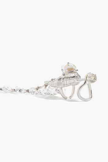 Shop_Outhouse_Silver Plated Pearls, Crystals Seanymph Swarovski Embellished Ring _at_Aza_Fashions