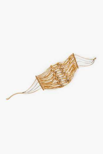 Shop_Outhouse_Gold Chains, Faux Diamonds Koko Sigil Pin Waist Belt _at_Aza_Fashions