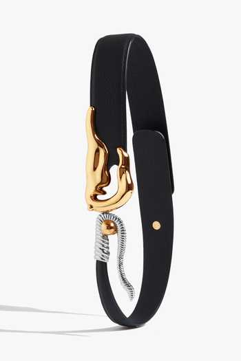 Shop_Outhouse_Black Buckles Sigil Coil Brass Belt _at_Aza_Fashions