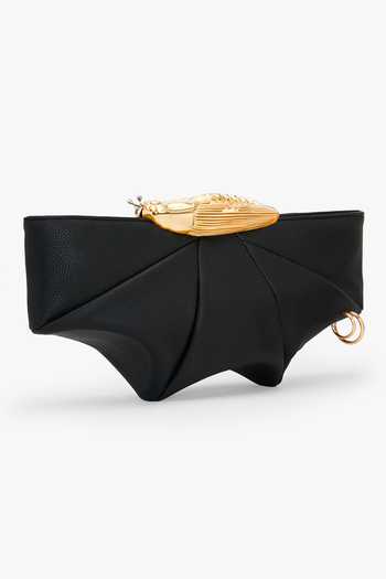 Buy_Outhouse_Black Brooches The Koko Vegan Leather Clutch _at_Aza_Fashions