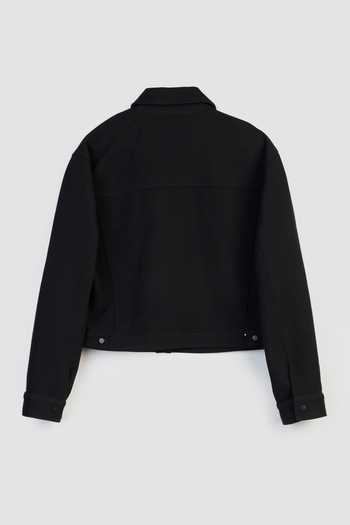 Buy_Perona_Black Polyester, Wool Collared Kyoko Cropped Jacket _Online_at_Aza_Fashions