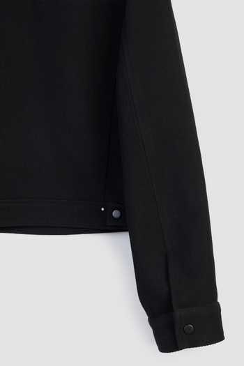 Perona_Black Polyester, Wool Collared Kyoko Cropped Jacket _at_Aza_Fashions