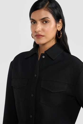 Buy_Perona_Black Polyester, Wool Collared Kyoko Cropped Jacket 