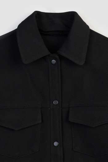 Perona_Black Polyester, Wool Collared Kyoko Cropped Jacket _Online