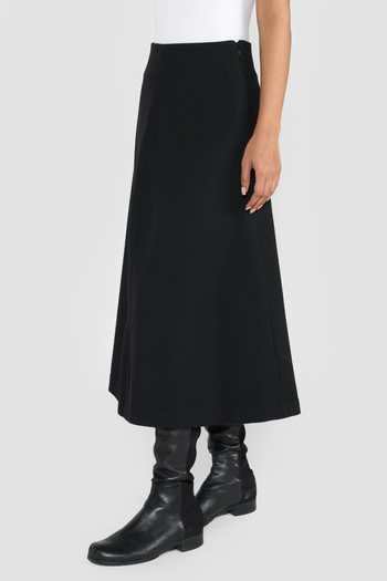 Perona_Black Polyester, Wool Kyoko Midi Skirt _Online_at_Aza_Fashions