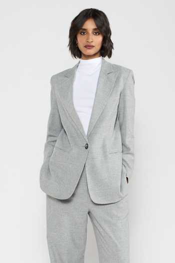 Buy_Perona_Grey Viscose, Polyester, Wool, Polyamide Raya Blend Blazer _at_Aza_Fashions