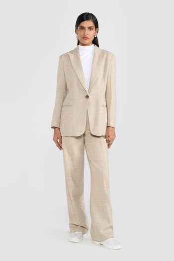 Perona_Beige Wool Kristen Virgin Blazer _Online_at_Aza_Fashions