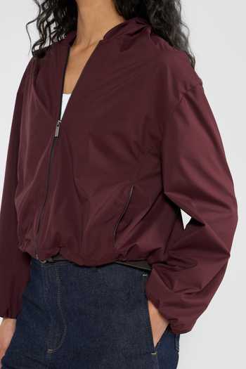 Shop_Perona_Wine Polyester, Polyurethane Geisha Hooded Jacket _Online_at_Aza_Fashions