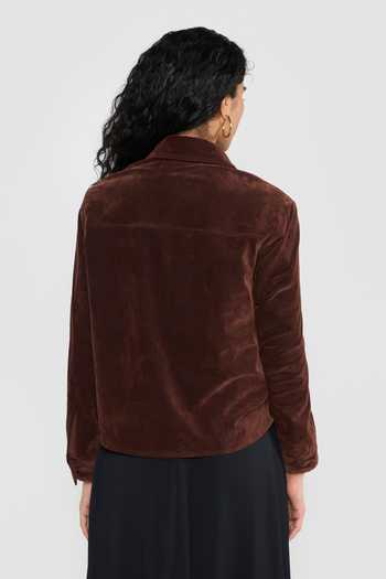 Shop_Perona_Rust Cotton, Polyester, Rayon, Polyurethane Kaylani Cropped Jacket _at_Aza_Fashions