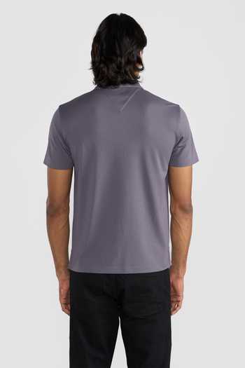 Shop_Perona_Grey Polyester Casper Polo Neck Zipper T-shirt _at_Aza_Fashions