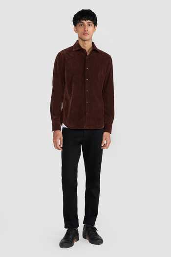 Perona_Maroon Cotton, Polyester, Rayon, Polyurethane Dominic Full Sleeve Shirt _Online_at_Aza_Fashions
