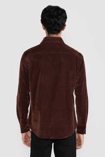 Shop_Perona_Maroon Cotton, Polyester, Rayon, Polyurethane Dominic Full Sleeve Shirt _at_Aza_Fashions