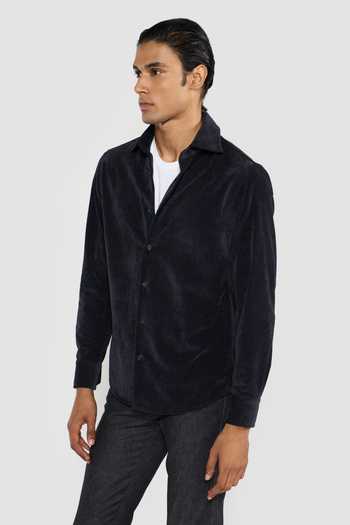 Buy_Perona_Navy Cotton, Polyester, Rayon, Polyurethane Dominic Full Sleeve Shirt _Online_at_Aza_Fashions