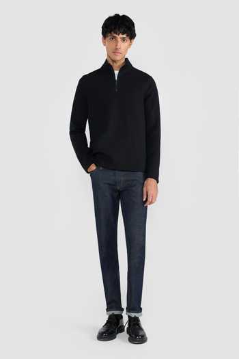 Perona_Black Cotton, Wool, Nylon, Spandex Pete Wool-cotton Blend T-shirt _Online_at_Aza_Fashions