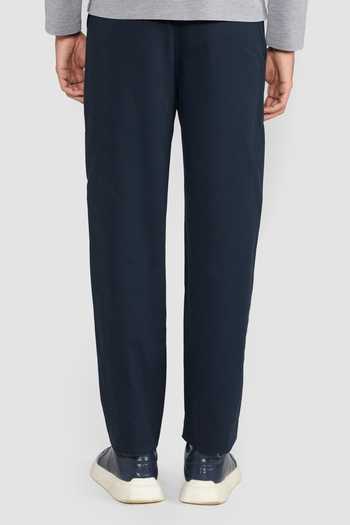 Perona_Navy Cotton, Spandex Marcos Straight Pant _Online_at_Aza_Fashions