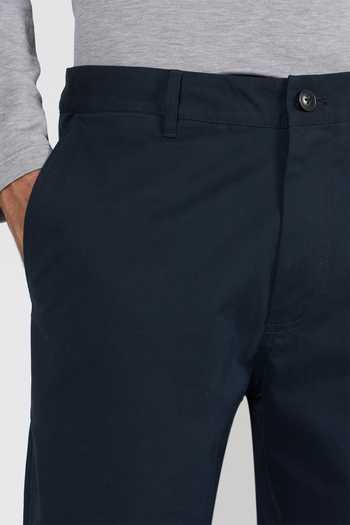 Shop_Perona_Navy Cotton, Spandex Marcos Straight Pant _Online_at_Aza_Fashions